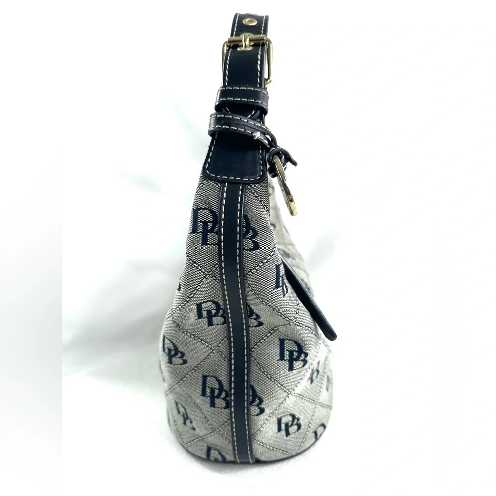 Dooney Bourke Vintage Black White Signature Jacquard Small Shoulder Bag Charm - Picture 6 of 10